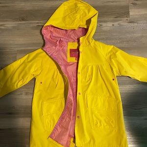 Kids yellow and pink raincoat.   Size 3t